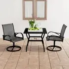 3 Piece Garden Dining Set Textilene and Steel Outdoor Furniture Patio Tabl 60281