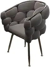Modern Bubble Accent Chair with Plush Velvet - Dark Gray & Black for Small Spaces, Vanity Desk & Reading Nook, Space-Saving Design (Dark Gray Black)