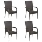 Stackable Outdoor Chairs 4 pcs Poly Rattan Brown