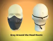 Around the head elastic face mask Gray, adjustable strap, fabric facemask