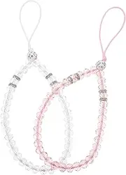 OHPHCALL 2Pcs Mobile Phone Rope Detachable Phone Chain Lanyards Fashion Beaded Phone Straps Securely Protect Your Phone Skid and Drop Wrist Accessories