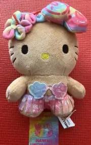 Hello Kitty Hawaii 50th Anniversary Limited Edition Tan Plush 6” NWT