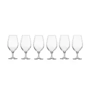 6pc Krosno Harmony Stemmed 400ml Beer Glasses Set - Clear