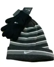 Nike Boy`s Futura Foldover Beanie & Glove 2 Piece Set Black/Heather