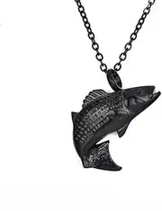 DOTUIARG 4 Colors Fish Cremation Jewelry for Ashes Memorial Ashes Keepsake Necklace Stainless Steel Urn Necklace Pendant +Fill kit