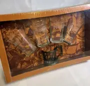 New Sealed Set 4 Coca Cola Coke 1890 Flair Glasses & Genuine Pewter Holder 1974