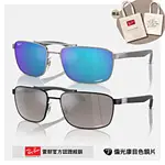 【RAYBAN 雷朋】方形金屬偏光康目色太陽眼鏡(RB3737CH-002/5J、004/A1 60MM 偏光鏡片)