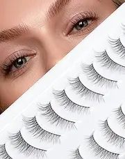 Onlyall Wispy Lashes Natural Look False Lashes Gradual Lash Natural Lashes Fake Eyelashes Thin Band Eyelashes 10 Pairs D-M08