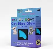[Purrdy Paws] 40 Pack Soft Nail Caps for Cat Claws Blue Glow in The Dark Medium