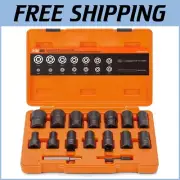 Durable 16-Piece Lug Nut Extractor Set - Storage Case Included for Convenience