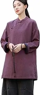 [CORETIC] Women's Retro Chinese Frog Button Tunic Blouse Fleeced Lined Warm Tops