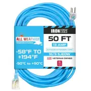50 Ft All Weather Extension Cord - Stays Flexible in Extreme Cold & Hot Tempe...