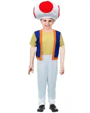 Boys Super Mario Mushroom Toad Cosplay Costume Kids Party Outfit