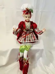 Christmas Peppermint Fairy elf shelf sitter Doll posable tabletop decor 23"