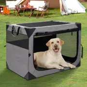 30 Inch Portable Travel Dog Crate, 3 Door Collapsible Soft Pet Kennel with Du...
