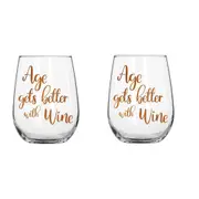 2PK Age Gets Better Stemless Wine/Alcohol Glass Rose Gold 600ml Drinking Tumbler