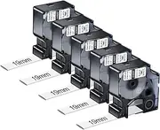 NineLeaf 5 x Compatible for Dymo Rhino 18057 S0718320 Tape 3/4'' 19mm x 1.5m IND Heat Shrink Tube Black on White for Wires Cables in Rhino 4200 5000 5200 6000 ILP219 Tyco T107M Industrial Label Maker