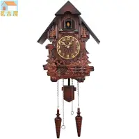 在飛比找樂天市場購物網優惠-歐式實木雕刻布穀鳥掛鐘兒童房客廳音樂整點報時鐘搖擺創意咕咕鐘