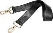 [LIVE UP] 25 inch Leather Replacement Strap for Handbags Shoulder Bag Gold Tone Buckles Black Size: 24.8"