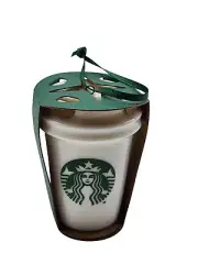 New Starbucks Christmas 2014 Ornament White Plain To Go Ceramic Cup
