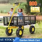 900lbs Garden Mesh Cart Steel Folding Removable Side Trolley Wagon ATV Trailer