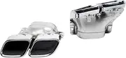 1 Pair Car Exhaust Tip Muffler Tips Stainless Steel Compatible For Benz C63 W205 C200 C300 C180 C260 2019 Tailtip(Silver)