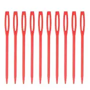 90pcs Plastic Sewing Needles, 7cm Large Eye Blunt Learning Needles, Red