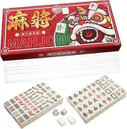 GARVALON Handmade Mahjong Game Set Mini Majong Table Set Travel Mahjong Kit Chinese Game Kit