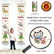 Height Growth Chart Owls Hoot for Girl, Personalised Wall Ruler