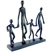 Handcrafted Loving Family Black Aluminium Sculpture Radiating Unity Perfect for Home Decor NEW
