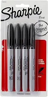 SHARPIE 1859703 Permanent Markers, Fine Point, Black, 4 Count