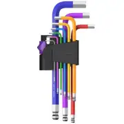 9PCS Ball End Hex Key Set,Cr-V Metric Allen Key Set, Long Hex Key Set with Si...