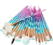 TAVVKE Makeup Brushes Set, 20Pcs Unicorn Rainbow Diamond Handle Soft Synthetic Hair Makeup Brush Set Make Up Brushes Eyeshadow Blusher Powder Blending Brush Kit (Blue & Pink)