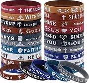 [ORNAROVI] 20 Styles Silicone Scripture Bracelets with Verses, Religious Bible Verse Bracelets Bulk, Inspirational Bible Colored Wristbands, Christian Bracelet for Men Women Gift