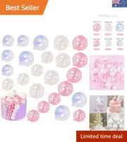 24 PCS Bubble Balls Cake Toppers Mini Balloon Cake Topper Pearl Insert Cupcak...