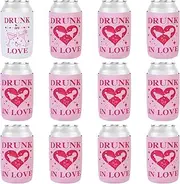 Serencatcher Drunk In Love Bachelorette Party Decorations 12pcs Drunk In Love Can Coolers Sleeves Neoprene Pink for Cocktail Drunk In Love Bachelorette Bridal Shower Engagement Party Supplies Favors