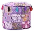 Patchwork Floor Purple Pouf Cover Bean Bag Cover Ottoman Ethnic Foot Stool Cover