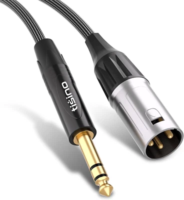 Tisino 1/4" to XLR Cable, 6.35Mm TRS to XLR Male Nylon Braid Quarter Inch TRS to