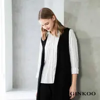 在飛比找momo購物網優惠-【GINKOO 俊克】直條紋麻料襯衫