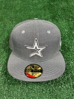 Houston Astros MLB New Era 59FIFTY Fitted Cap 7 1/2 Grey White Old Logo Y2K