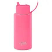 1L 'Bubblegum Blast' Stainless Steel Ceramic Reusable Flip Straw Lid Water Bottle