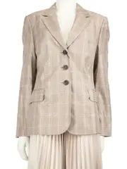 Brown Wool Tartan Pattern Blazer