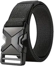 [Generic] Men's Tactical Universal Black Canvas Belt, Military-Style Adjustable Waistband. Breathable, Durable, Comfortable, Versatile, Strong Plastic Buckle. For Outdoors, Sports and Work. Ideal Gift.