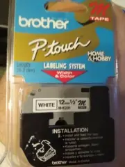 Brother M-231 Black on White P-Touch Adhesive Label Tape, GENUINE