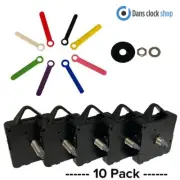 10 Pack New Quartz Clock Movement Mechanism Motor & Coloured Hands UK Seller