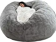UYSOFRCV Bean Bag Covers Only Extra Large Washable Premium Soft PV Velvet Sturdy Zipper Beanbag Case Memory Foam Beanbag Replacement Cover, Without Filling,Light Gray,6ft(150 * 65cm)