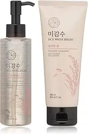 [The Face Shop] Rice Water Bright Cleansing Foam (150 Ml/5.0 Oz) & Light Cleansing Oil (150 Ml /5 Oz) Set, Moisturizing And Brightening Care For All Skin Types