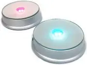 Amlong Crystal Merchandise Display Base, LED Lighted, Mirrored Top, 3 Color