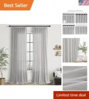 Light-Filtering Silver Birch Pinch Pleat Linen Curtains - Semi-Sheer 40x102 Set