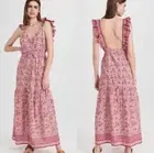 Faherty Hyland Maxi Dress Sun-Up Block Print Floral Organic Cotton $228, Sz M